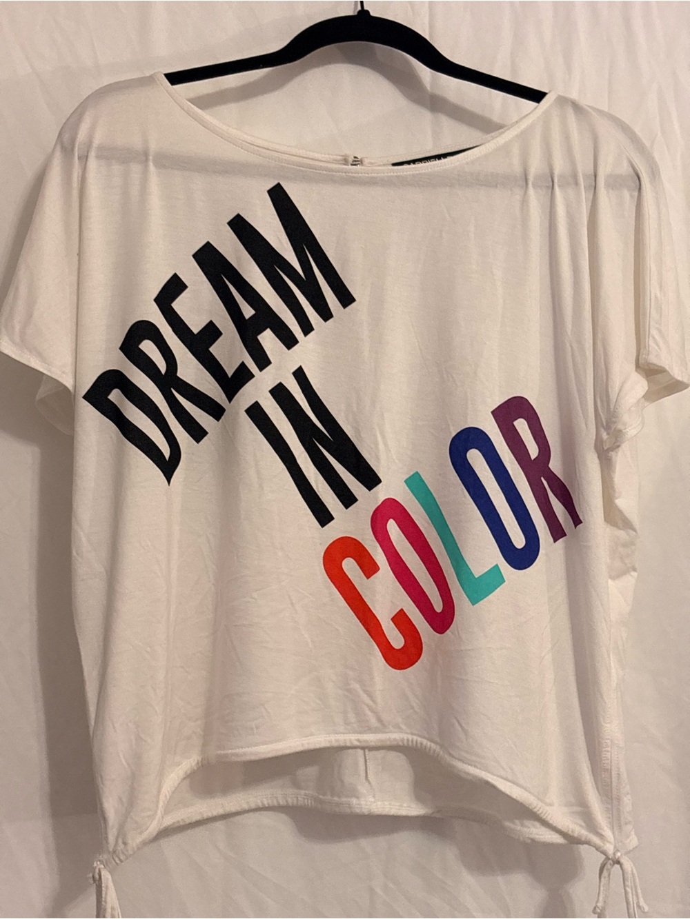 New York & Company White Graphic 'Dream in Color' Tee